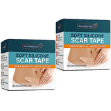 NUVADERMIS Silicone Scar Tape for Surgical Scars - 120" x 1.5" Roll - Extra Long Scar Sheets for C-Section, Tummy Tuck, Keloid, and Surgical Scars - Reusable Medical Grade Silicone Scar Tape 2 Pack