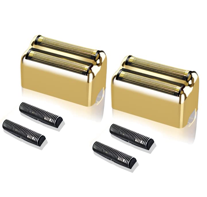 Replacement Foil and Cutter for Barberology Electric Shaver, Double Foil Shaver Replacement Head, Replacement Head Compatible with BaBylissPRO Barberology FXFS2 Electric Razors(Gold)
