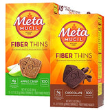 Metamucil Fiber Thins Fiber Supplement with Bleam Digestive Health Support Tip Card Psyllium Fiber Bars - 12CT Apple Crisp & 12CT Chocolate - Set