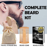 Beard Kit,Beard Grooming Kit,w/Beard Straightener,Beard Oil,Beard Balm,Beard Comb,Beard Scissor,Razor & Brush Stands,Bag,E-Book,Beard Care Growth Christmas Dad Gifts for Men Him Father