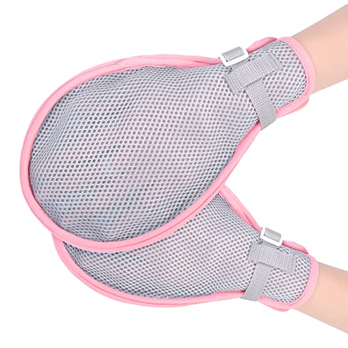 LEFEKE Medical Restraint Gloves - 2Pcs, Hand Protective Gloves for Dementia Patients or Elderly, Autistic Child, Bed Restraints Mitts, Limb Holder, Movement Limited Ties for Hands (Pink)