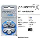 10 Packs (60 Batteries) Power One Cochlear Implant Batteries! 60 Batteries