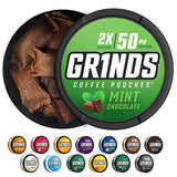 Grinds Coffee Pouches | 3 Cans of Mint Chocolate | Made in the USA | 18 Pouches Per Can | 1 Pouch eq. 1/4 Cup of Coffee (Mint Chocolate)