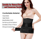 ChongErfei 2 in 1 Postpartum Belly Wrap Waist/Pelvis Belt C-Section Natural Birth Back Support Girdle Postpartum Recovery Belt (Black-3 straps, Plus Size)