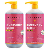 Alaffia Everyday Shea Body Wash, Naturally Helps Moisturize and Cleanse Without Stripping Natural Oils with Fair Trade Shea Butter, Neem, and Coconut Oil, Passion Fruit, 2 Pack - 32 Fl Oz Ea