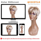 QUEENTAS Pixie Layered Short Blonde Wigs for White Women Black Women Synthetic Hair (Blonde Mixed Brown)