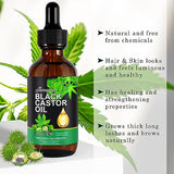 Jamaican Black Castor Oil, Castor Oil Organic Cold Pressed Unrefined, Pure Natural Castor Oil for Hair Growth, Eyelashes & Eyebrows, Deep Cleansing, Skin & Scalp Moisturizer, Nail Care Grow, 60ML