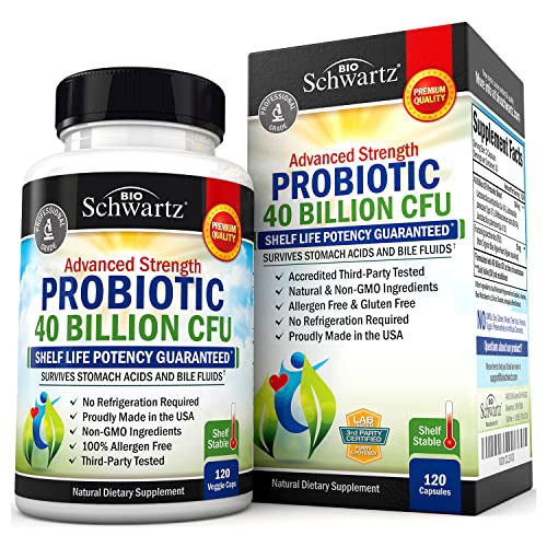 Daily Probiotic Supplement 40 Billion CFU - Gut Health Complex with Astragalus and Lactobacillus Acidophilus Probiotic for Women and Men - Shelf Stable Pre and Probiotics for Digestive Health 120 ct