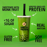 Boba Tea Protein Matcha Latte | 25g Grass-Fed Whey Protein Isolate Powder | Gluten-Free & Soy-Free Bubble Tea Protein Drink | Real Ingredients & Lactose-Free Protein Drink | 25 Servings