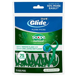 Oral-B Complete Glide Dental Floss Picks Plus Scope Outlast, Long Lasting Mint, 75 Dental Floss Picks, Pack of 6