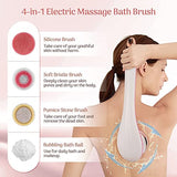 Body Brush Rechargeable, Electric Body Brush Set, Scrubber Shower Brush with Long Handle, Spin Skin Brush with 4 Brush Heads for Cleanse, Massage, exfoliate and Pamper Your Skin in The Shower (Pink)