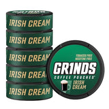 Grinds Coffee Pouches | 6 Cans of Irish Cream | 18 Pouches Per Can | 1 Pouch eq. 1/4 Cup of Coffee (Irish Cream)