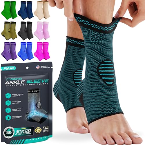 Modvel Ankle Brace for Women & Men - 3 Pair's of Ankle Support Sleeve & Ankle Wrap - Compression Ankle Brace for Sprained Ankle, Achilles Tendonitis, Plantar Fasciitis, & Injured Foot