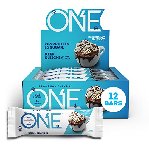 ONE Protein Bars, Marshmallow Hot Cocoa, Gluten Free Protein Bars with 20g Protein and only 1g Sugar, Guilt-Free Snacking for High Protein Diets, 2.12 oz (12 Count)