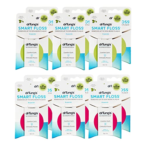 DrTung's Smart Floss - Natural Floss, PTFE & PFAS Free Floss, Gentle on Gums, Expands & Stretches, BPA Free Floss - Natural Dental Floss Cardamom Flavor (Pack of 12)