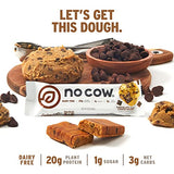 No Cow High Protein Bars, Chocolate Chip Cookie Dough, 20g Plant Based Vegan Protein, Keto Friendly, Low Sugar, Low Carb, Low Calorie, Gluten Free, Naturally Sweetened, Dairy Free, Non GMO, Kosher, 12 Pack