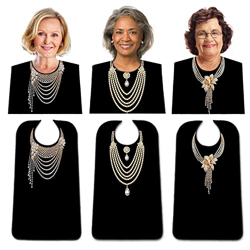 EpoBob 3 Pack Adult Bibs with Crumb Catcher, Washable and Adjustable Adult Bibs for Women Elderly Seniors Elegant Necklace
