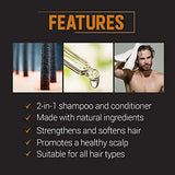 Woody's 2-in-1 Thickening Shampoo and Conditioner for Men, Fuller, Thicker Hair and Healthier Scalp, Cleanse and Condition, 12 oz.