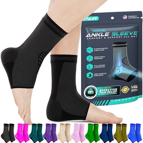 Modvel Ankle Brace for Women & Men - 4 Pair's of Ankle Support Sleeve & Ankle Wrap - Compression Ankle Brace for Sprained Ankle, Achilles Tendonitis, Plantar Fasciitis, & Injured Foot