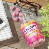 Sugar Free Calcium Gummy Bites Plus 400 IU Vitamin D3, Bone Health & Immune Support, Supports Bone Strength - Chewable Calcium Nutrition Supplement, Non-GMO, Berry Flavor Chews - 120 Gummies