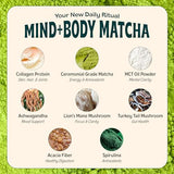 Matcha Super Latte - Ceremonial Grade Green Tea Organic Matcha Powder, Collagen, MCT Oil, Superfood Mushrooms, Matcha Latte Collagen Powder, Detox Mushroom Matcha Powder (A Tad Sweet, 30 Servings)