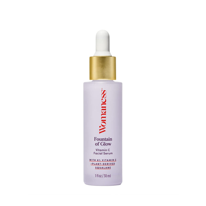 Womaness Fountain of Glow Vitamin C Face Serum - Brightening Serum for Improving Dull & Uneven Skin Tone - Super Antioxidant Serum of 8% Vitamin C + Plant Derived Squalane Oil (30ml)