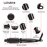 LOVANI Mini Travel Hair Curling Iron Brush,Dual Voltage Portable Ceramic Ionic Anti-Scald 3/4 Inch Hot Hair Curler Brush for Short Hair,3 in 1 Curling Wand with Travel Bag