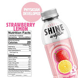 ShineWater Strawberry Lemon - Pack of 12 (16.9 Fl Oz Each) - Naturally Flavored Electrolyte Water with Vitamin D, Powerful Hydration and Plant-Based Antioxidants, Zero Sugar, Low Calorie!