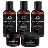 Mountaineer Brand Ultimate Bald Head Care Gifts Bundle For Men | All Natural 5 Step Skin Care for Healthy Scalp & Face | Exfoliate Scrub | Cleanse Wash | Shine Away | Moisturizing Balm | Detox
