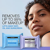 Neutrogena Makeup Remover Cleansing Face Wipes, Daily Cleansing Facial Towelettes to Remove Waterproof Makeup and Mascara, Alcohol-Free, Value Twin Pack, 25 Count, 2 Pack