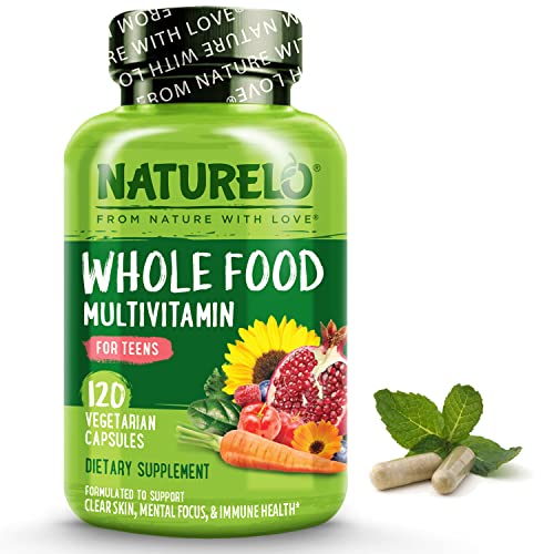 NATURELO Whole Food Multivitamin for Teens - with Vitamins & Minerals for Teenage Boys & Girls - Supplement for Active Kids - Non-GMO - Vegan & Vegetarian - 120 Capsules