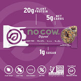 No Cow Dipped High Protein Bars, Chocolate Sprinkled Donut 20g Plant Based Vegan Protein Snacks, Keto Friendly, Low Sugar, Low Carb, Low Calorie, Gluten Free, Naturally Sweetened, Dairy Free, Non GMO, Kosher, 12 Pack