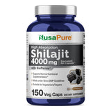 NusaPure Shilajit 4,000mg 150 Veggie Capsules - Non-GMO - Gluten Free - Bioperine