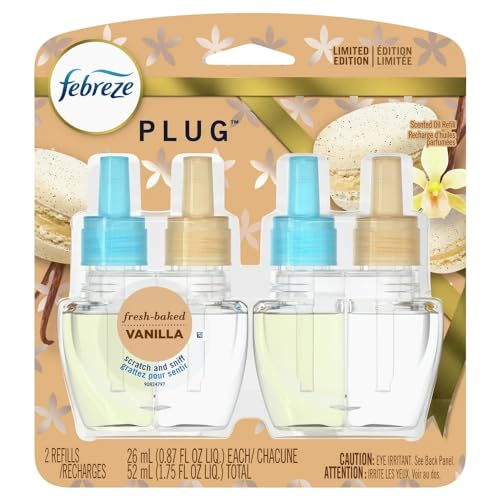 Febreze Plug Air Freshener Refills, Limited Edition Fresh-Baked Vanilla Scent, (2 Count, 1.75 Oz)