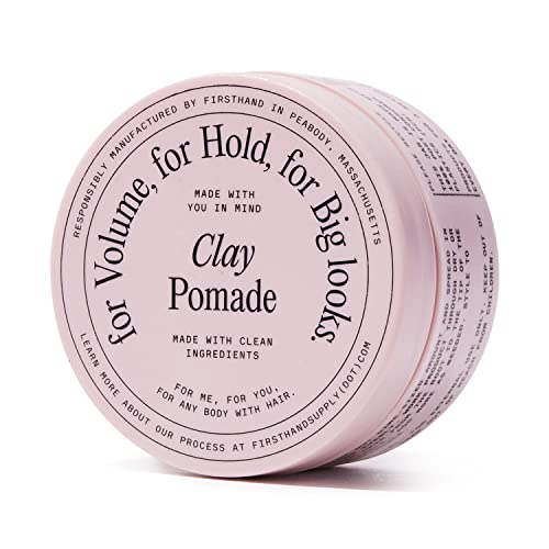 Firsthand Supply Clay Pomade - Clean & Non-toxic Hair Care Ingredients - Long Lasting & Easy to Restyle - 3oz (88ml)