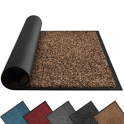 Mibao Dirt Trapper Door Mat for Indoor&Outdoor, 36" x 60", Brown Black,Washable Barrier Mat, Heavy Duty Non-Slip Entrance Rug Shoes Scraper, Super Absorbent Front Door Carpet