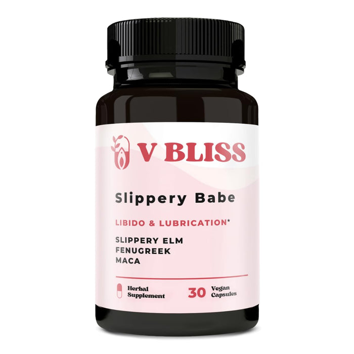 V Bliss Slippery Babe Vaginal Moisturizer Capsules | Relieves Vaginal Dryness with Slippery Elm, Fenugreek, & Maca | Vaginal Wetness | Once Daily, 30 Capsules