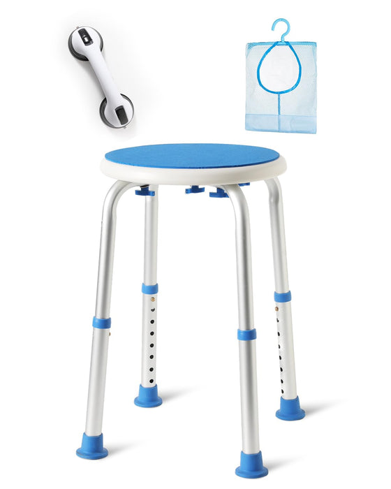 Leagent FSA HSA Round Shower Stool for Inside Shower, Adjustable Shower Chair, Tool-Free Shower Seat for Inside Tub, Bath Chair for Elderly/Pregnant