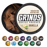 Grinds Coffee Pouches | 3 Cans of Vanilla | 18 Pouches Per Can | 1 Pouch eq. 1/4 Cup of Coffee (Vanilla)