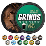 Grinds Coffee Pouches | 6 Cans of Irish Cream | 18 Pouches Per Can | 1 Pouch eq. 1/4 Cup of Coffee (Irish Cream)