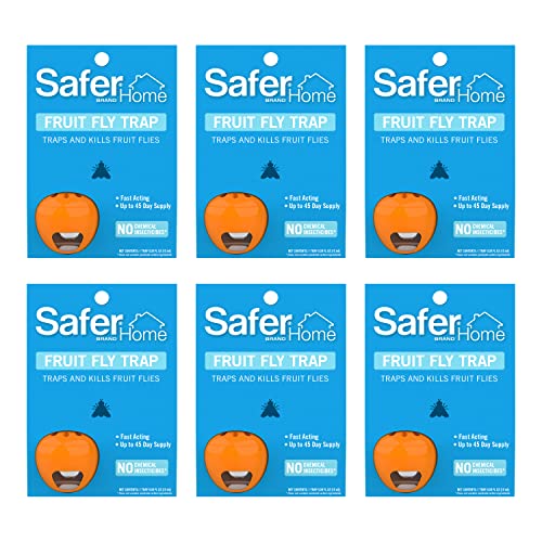 Safer Brand Home SH500 Indoor Fruit Fly Trap – Ready-to-Use, Non-Staining, No synthetic Insecticides – 6 Traps, Blue