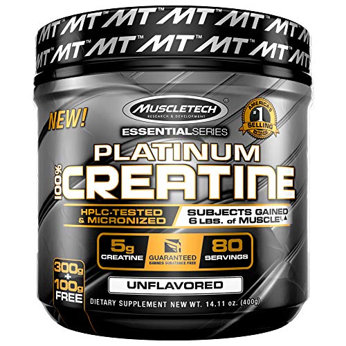 Creatine Monohydrate Powder | MuscleTech Platinum | Pure Micronized | Muscle Recovery + Builder for Men & Women | Workout Supplements | Unflavored (80 Servings)