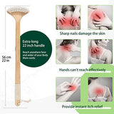 Renook Back Scratcher for Men, 22'' Oversized Bamboo Body Scratcher with Long Curved Handle and Large Scratching Surface, Wooden Backscratcher for Itch Relief, Gift for Elderly, Pregnant