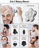 Electric Razor for Men, Kibiy Upgrade 5-in-1 Bald Head Shaver Cordless LED Mens Electric Shavers IPX7 Waterproof Wet Dry Rotary Shaver Grooming Kit with Beard Clippers, Type-C Charge (Sliver)