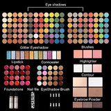 MISS ROSE M 187 Colors Professional makeup pallet Set Kit Combination, All in One Makeup Kit for Women Full Kit - include Eye shadows/Lipstick/Lip Gloss/Mascara/Foundations/Blushes/Eyebrow pencil/Eyebrow Powder/Nail file,Makeup Gift Set for women girls (0