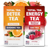 Total Tea Detox Tea & Energy Tea Set - 25 Day Detox Tea - Herbal SIim Tea with Chamomile - Hibiscus Tea and Ginger Root for Colon Cleanse – Natural Citrus & Cinnamon Herbal Tea for Digestive Health