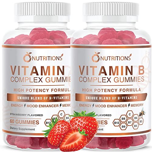 O NUTRITIONS Vitamin B Complex Vegan Gummies with Vitamin B12, B7 as Biotin, B6, B3 as Niacin, B5, B6, B8, B9 as Folate for Stress, Energy and Healthy Immune System-Prenatal Vitamins (2 Pack)