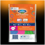 DenTek Kids Fun Flossers, Removes Food & Plaque, Wild Fruit Flavored Floss Picks, 75 Count, 6 Pack