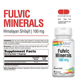 Solaray Fulvic Minerals 100 mg | Himalayan Shilajit | Healthy Digestion, Skin & Brain Support | 30 VegCaps