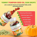 Sugar-Free Pumpkin Seed Oil Gummies (4,000mg/serving) Pumpkin Seed Oil for Hair Growth, Youthful Skin, Prostate Health, Immune & Urinary Tract Support-Natural Source of Essential Fatty Acids-60 Chews